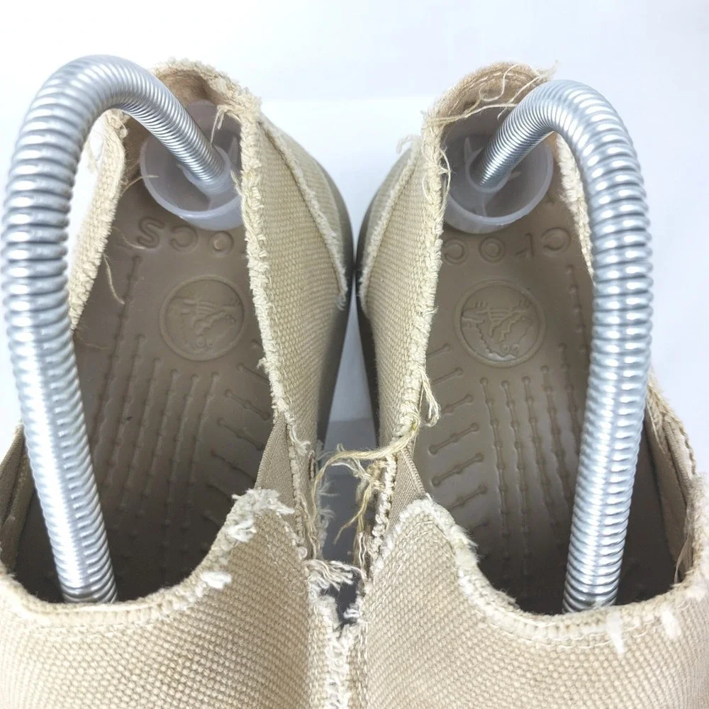 Crocs Mens Santa Cruz Loafers Size 8M‎ Slip-On Shoes Khaki/Khaki Distressed